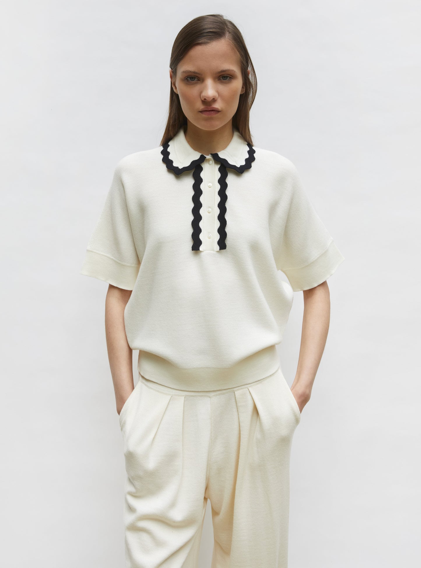 top ample maille col croquet