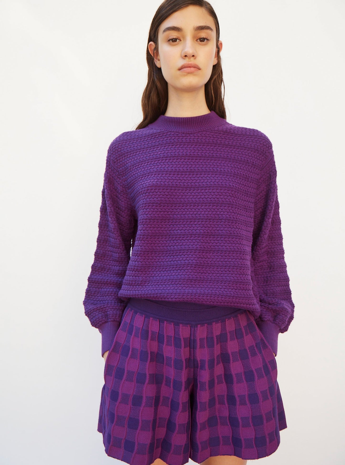 short en maille vichy uni