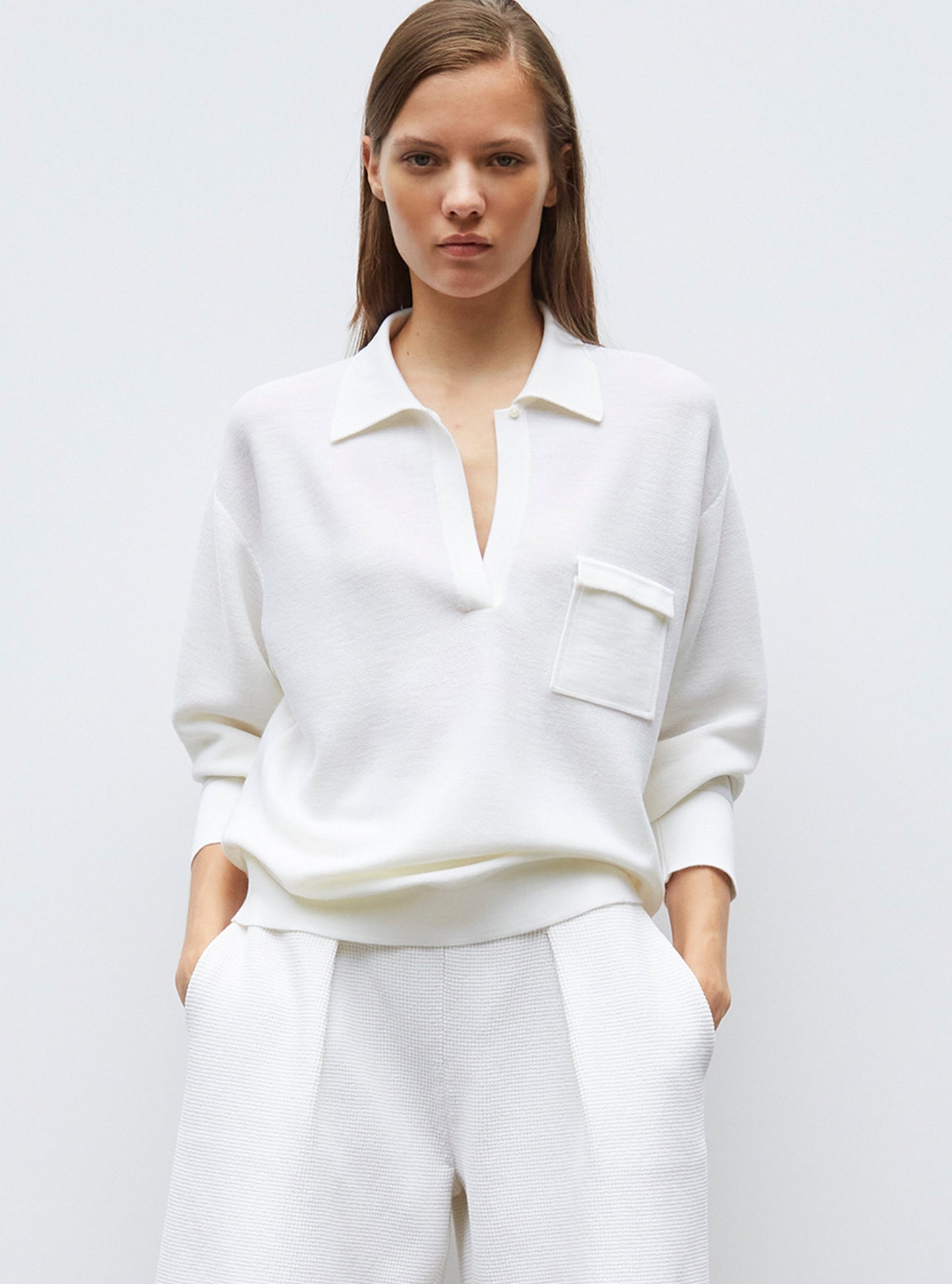 chemise maille col gansé