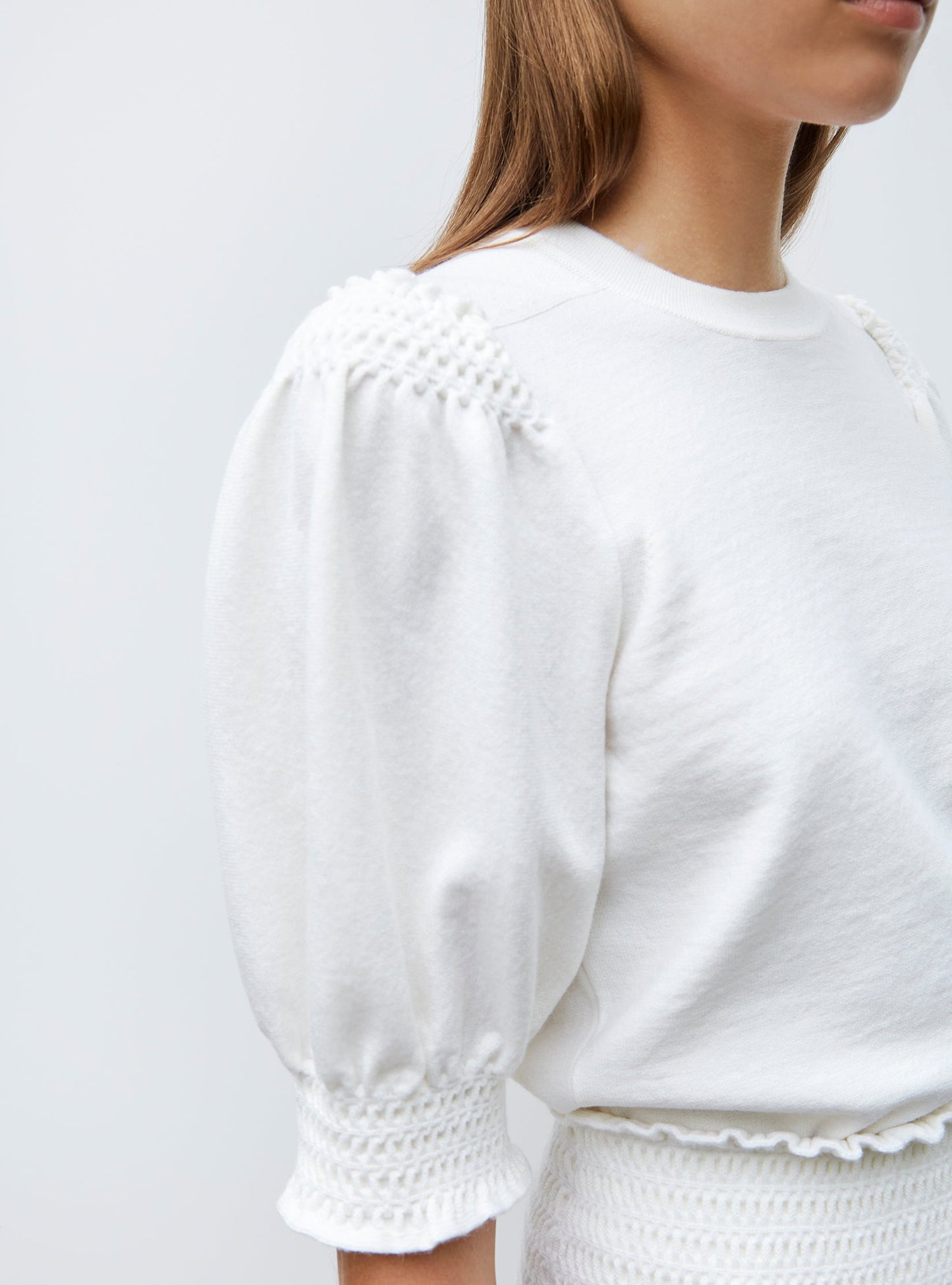 top à détails en maille smockée