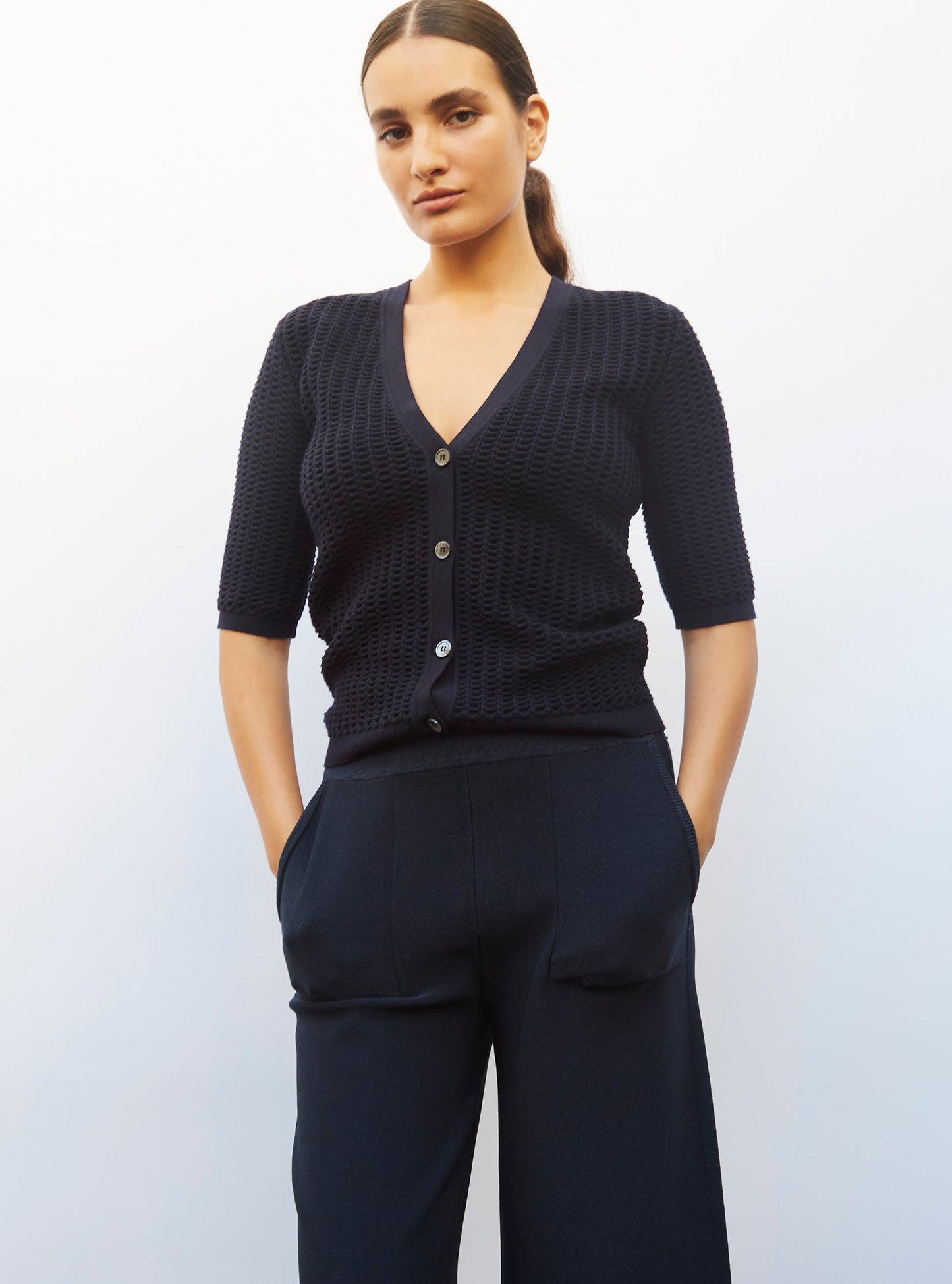 pantalon taille haute maille jersey