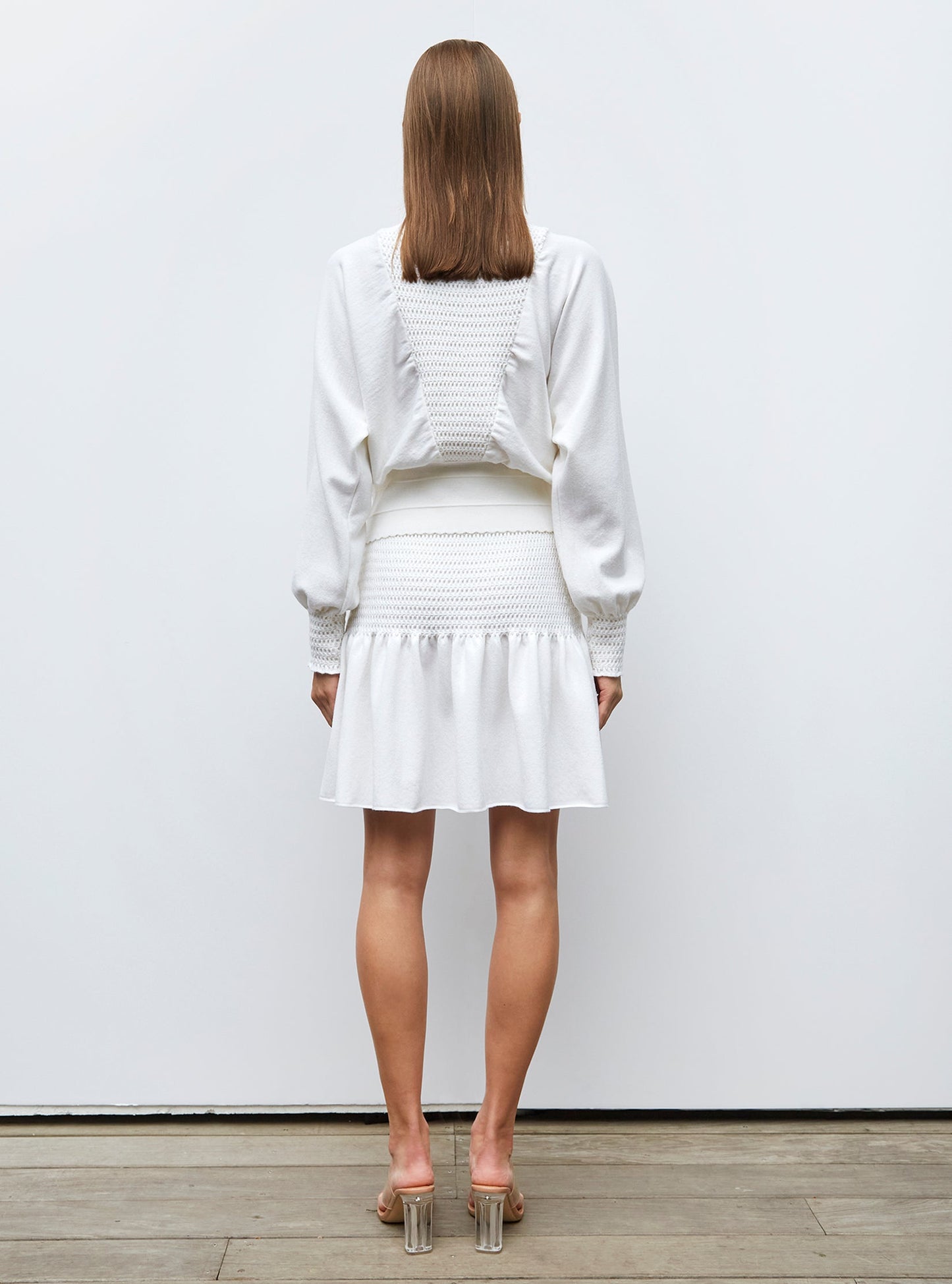 jupe courte en maille smockée