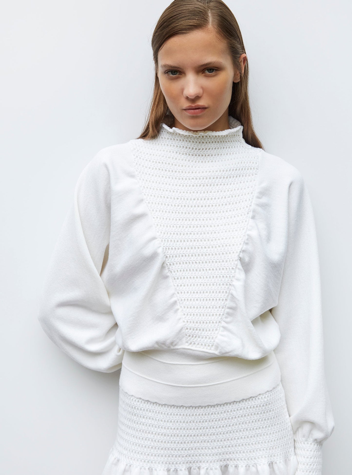 top à plastron smocké