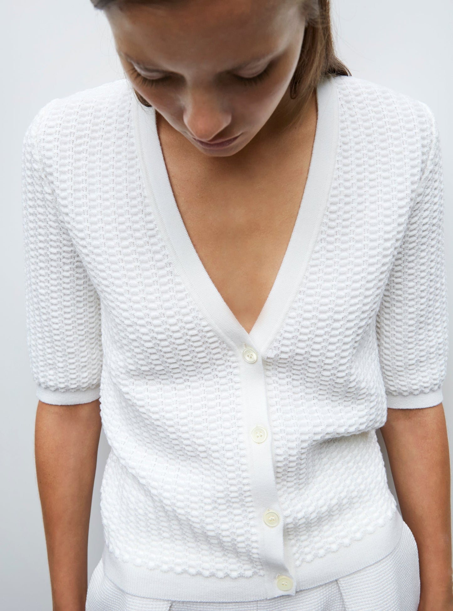 cardigan v maille smockée