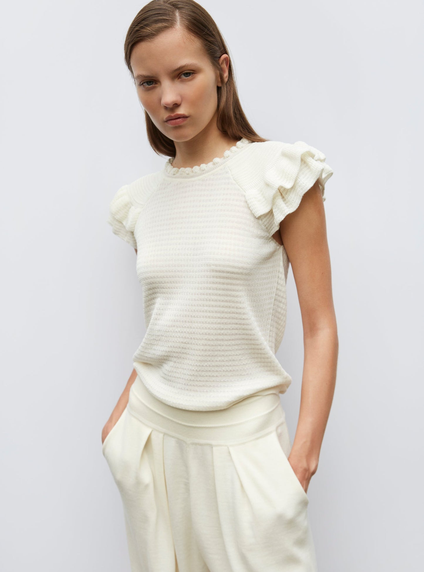 top en maille papier marbré