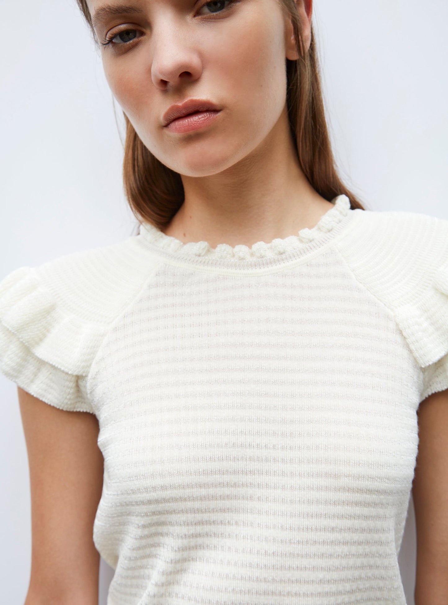 top en maille papier marbré