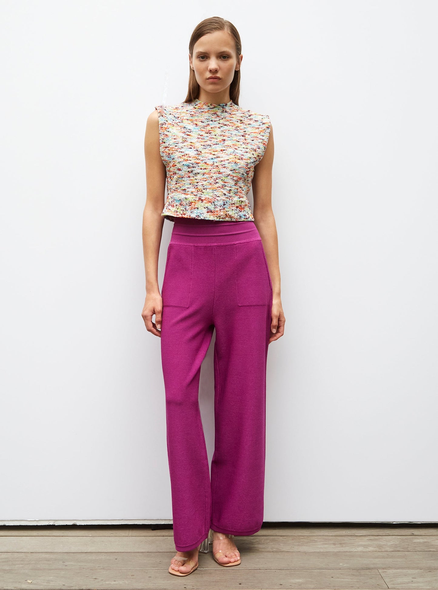 pantalon taille haute maille jersey