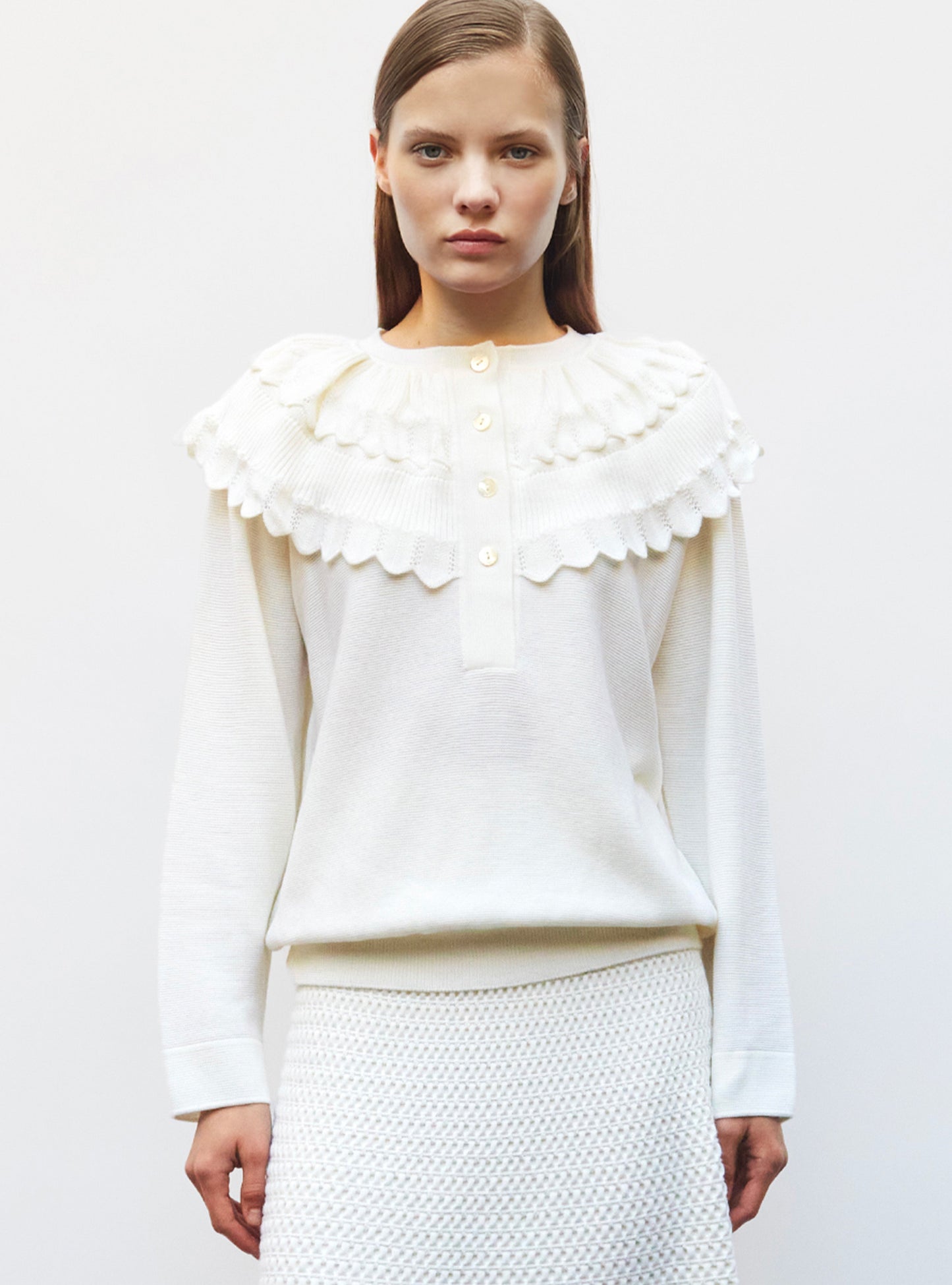 blouse en maille à maxi col