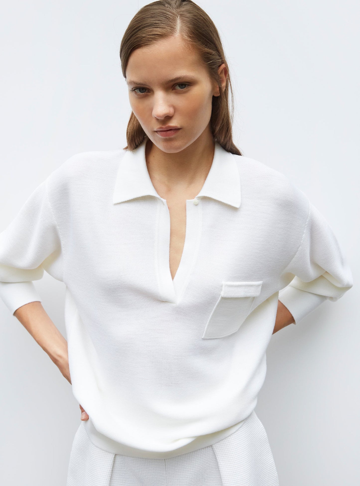 chemise maille col gansé