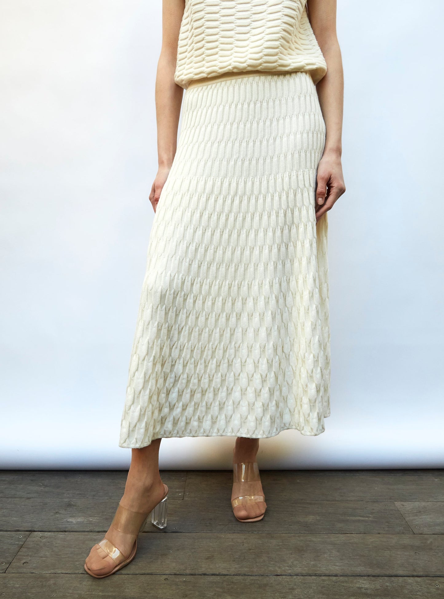 jupe longue maille zellige unie