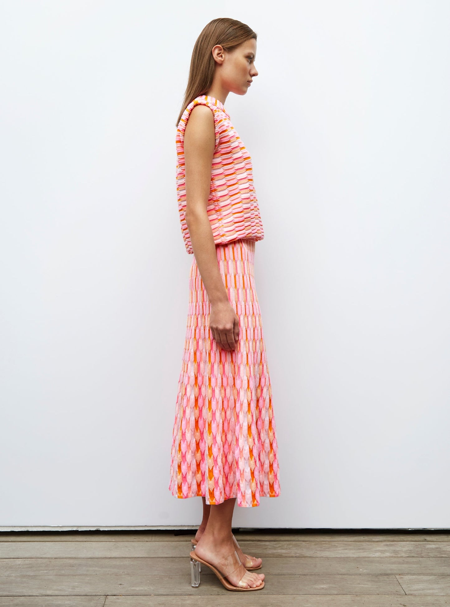 jupe longue maille zellige multicolore