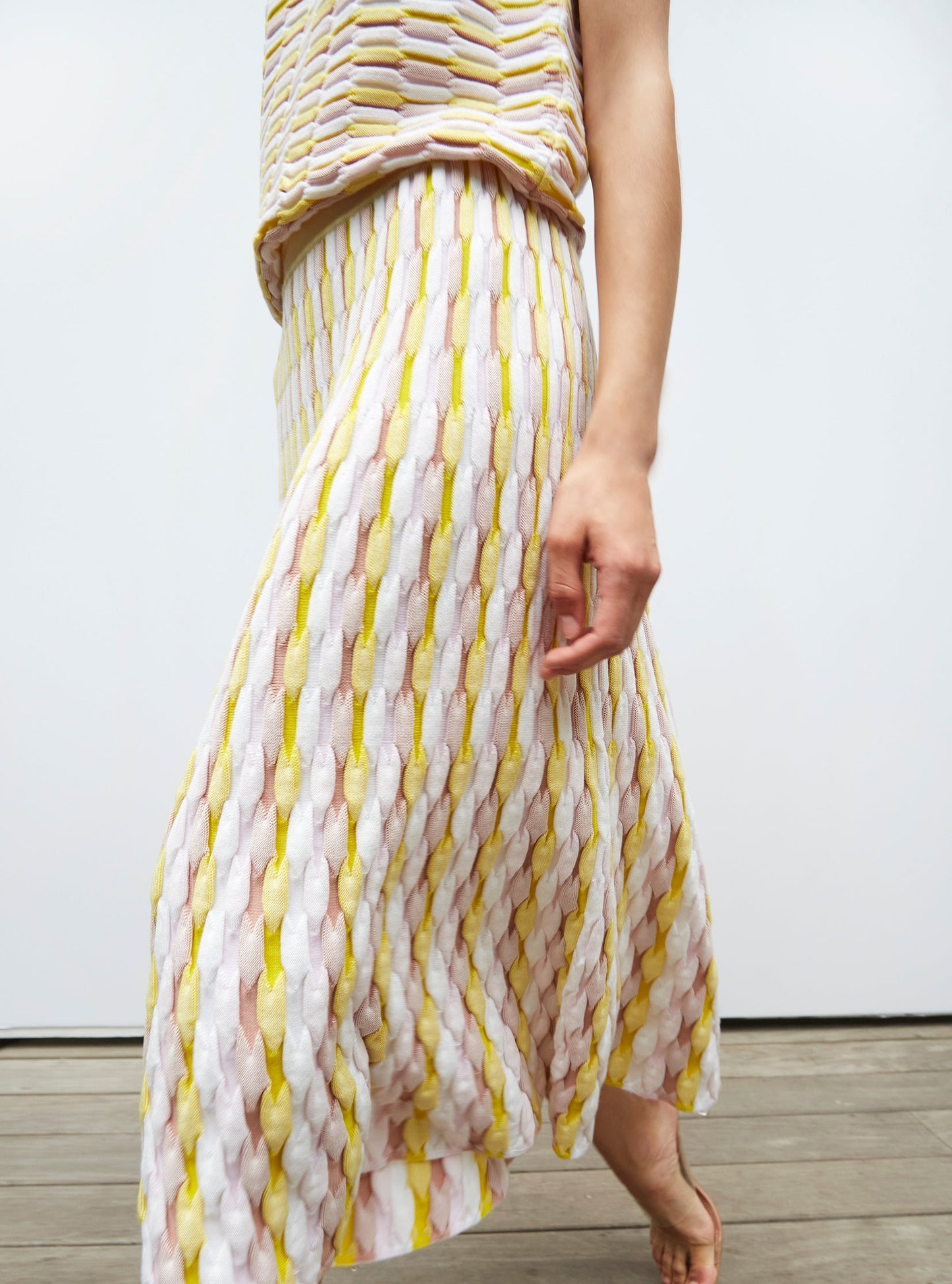 jupe longue maille zellige multicolore