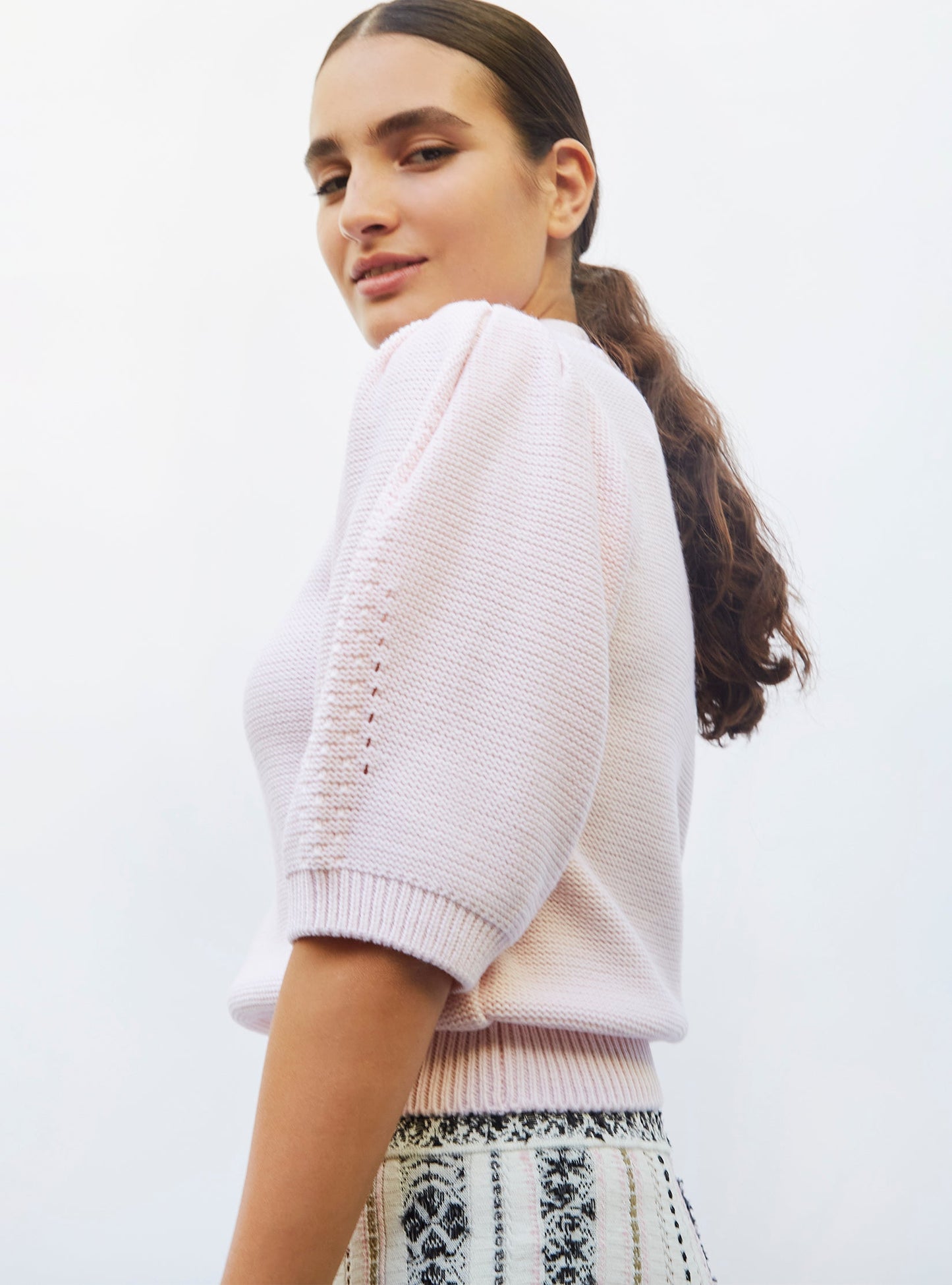 top en maille manches bouffantes