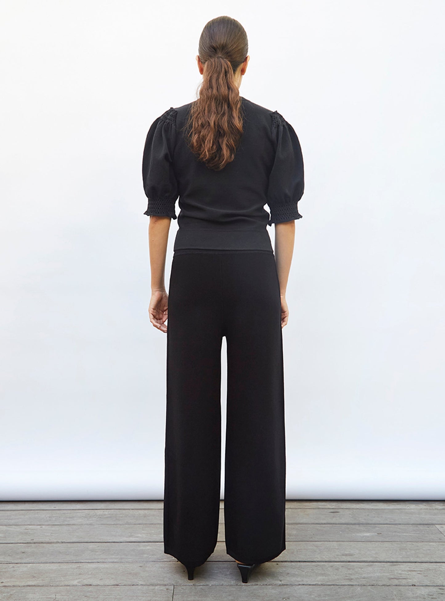 top à détails en maille smockée