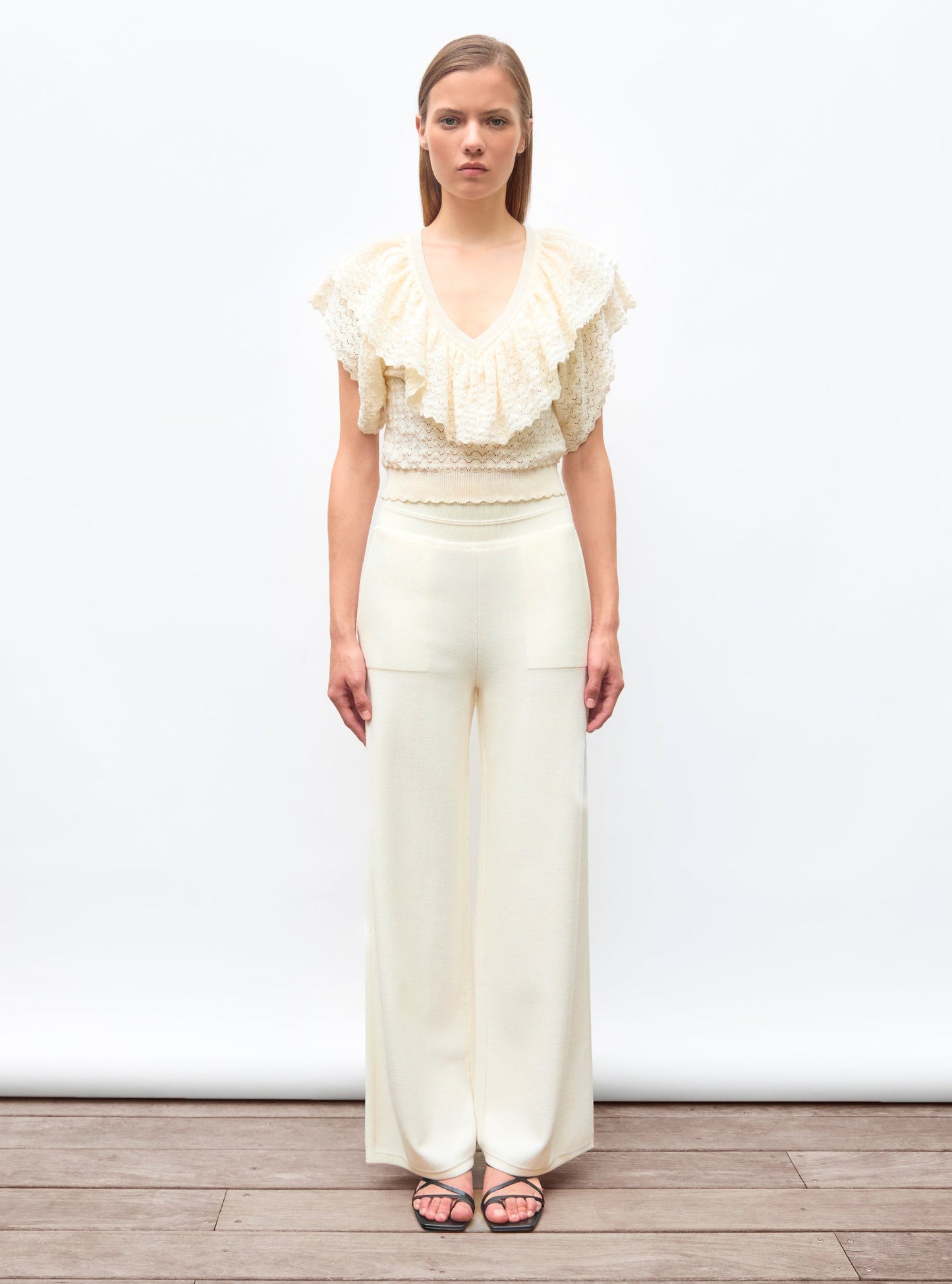pantalon taille haute maille jersey