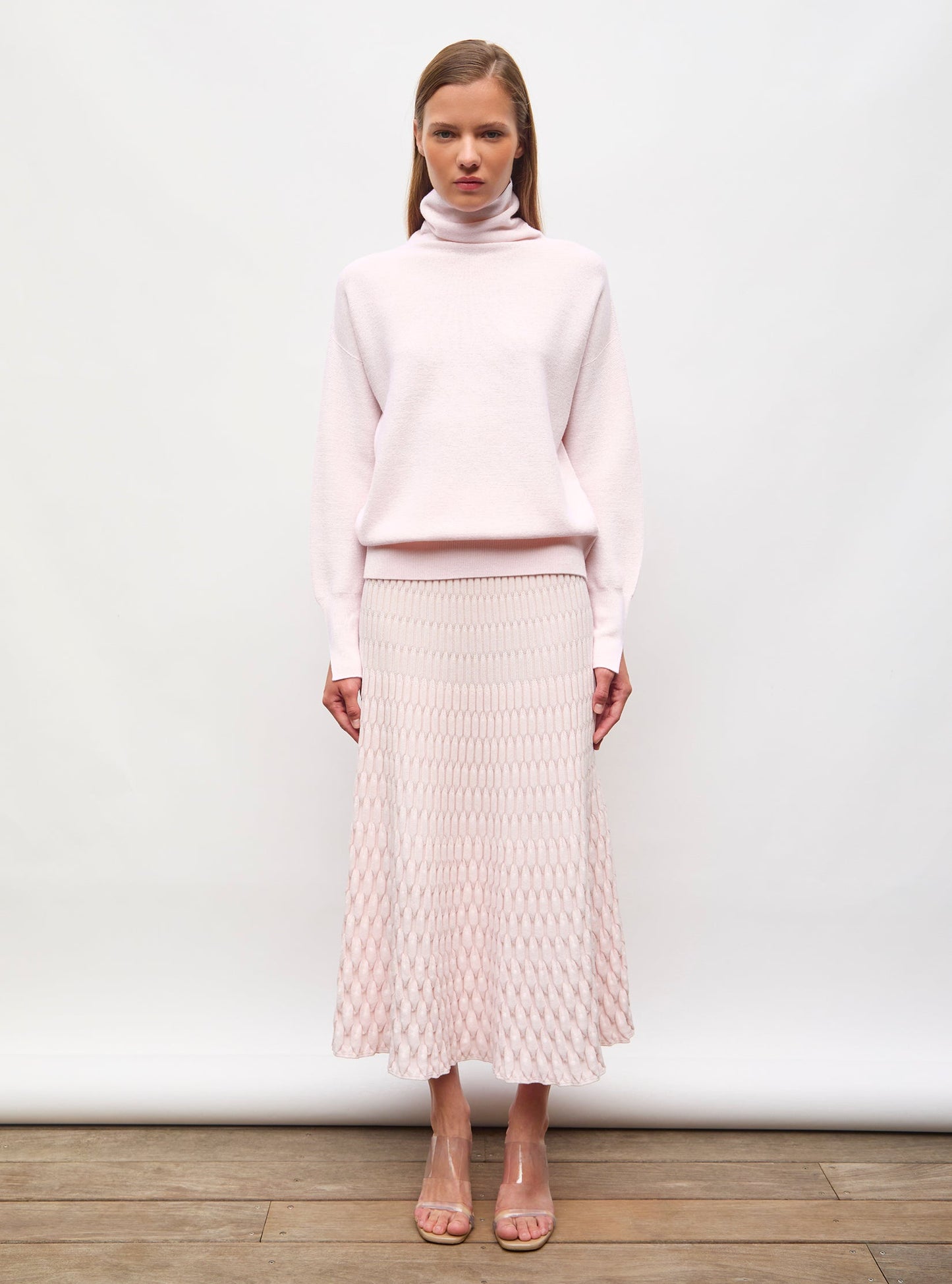 jupe longue maille zellige unie