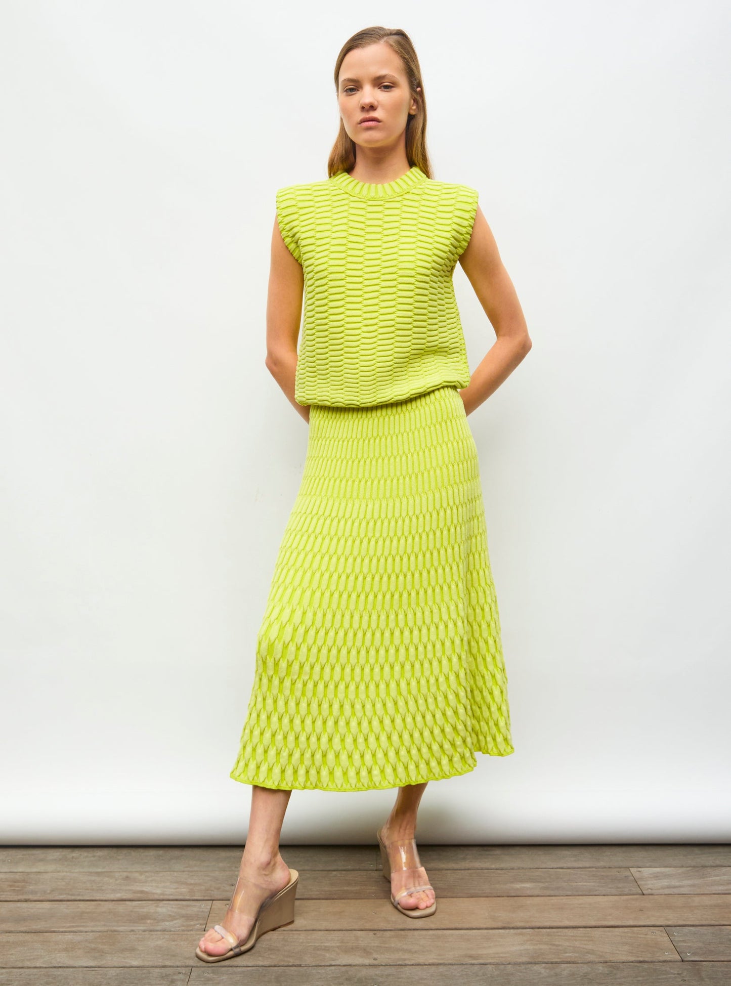 jupe longue maille zellige unie