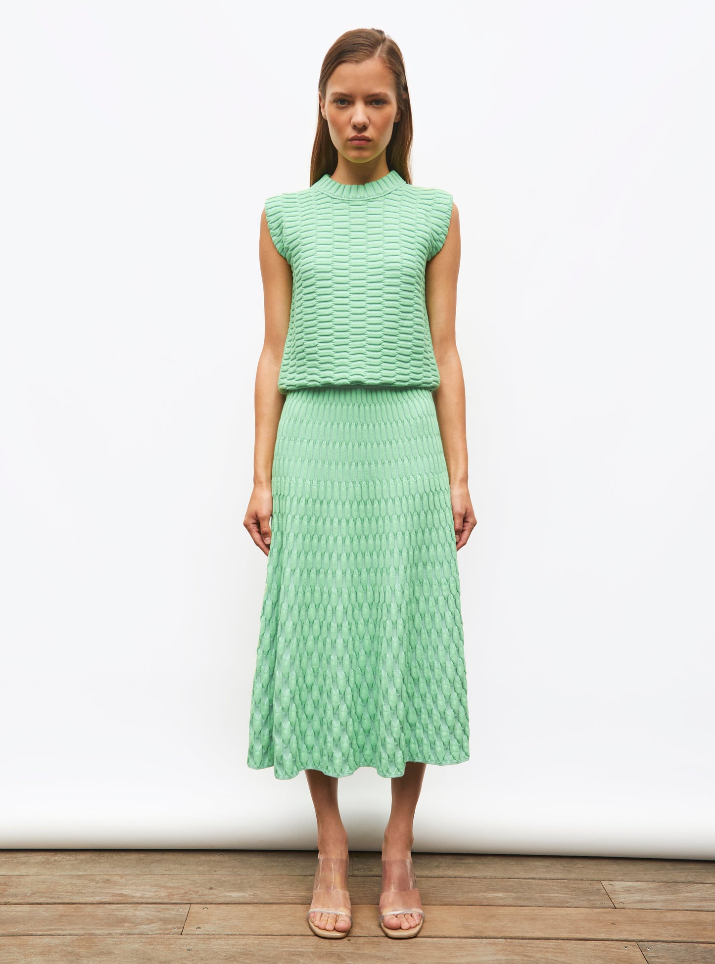 jupe longue maille zellige unie