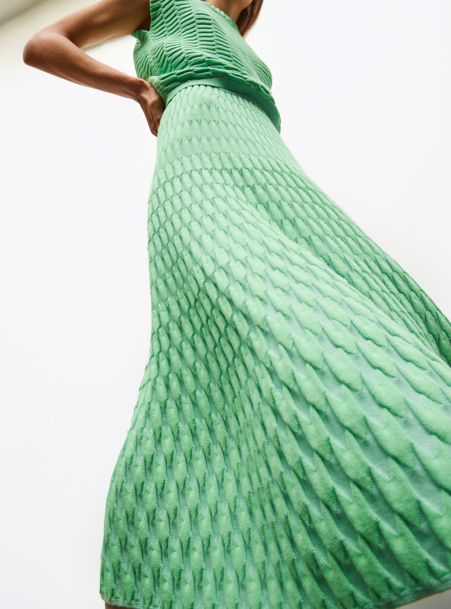 jupe longue maille zellige unie
