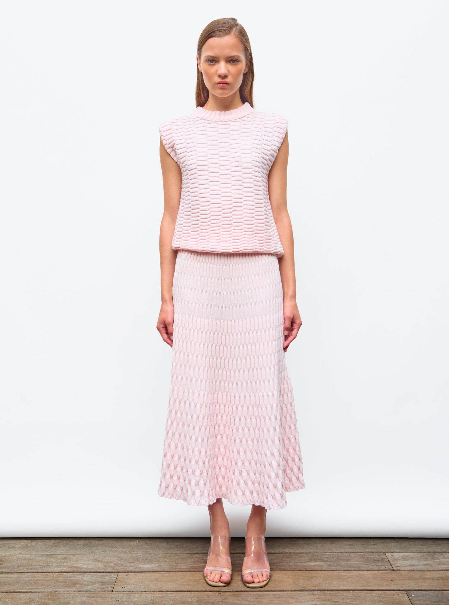jupe longue maille zellige unie