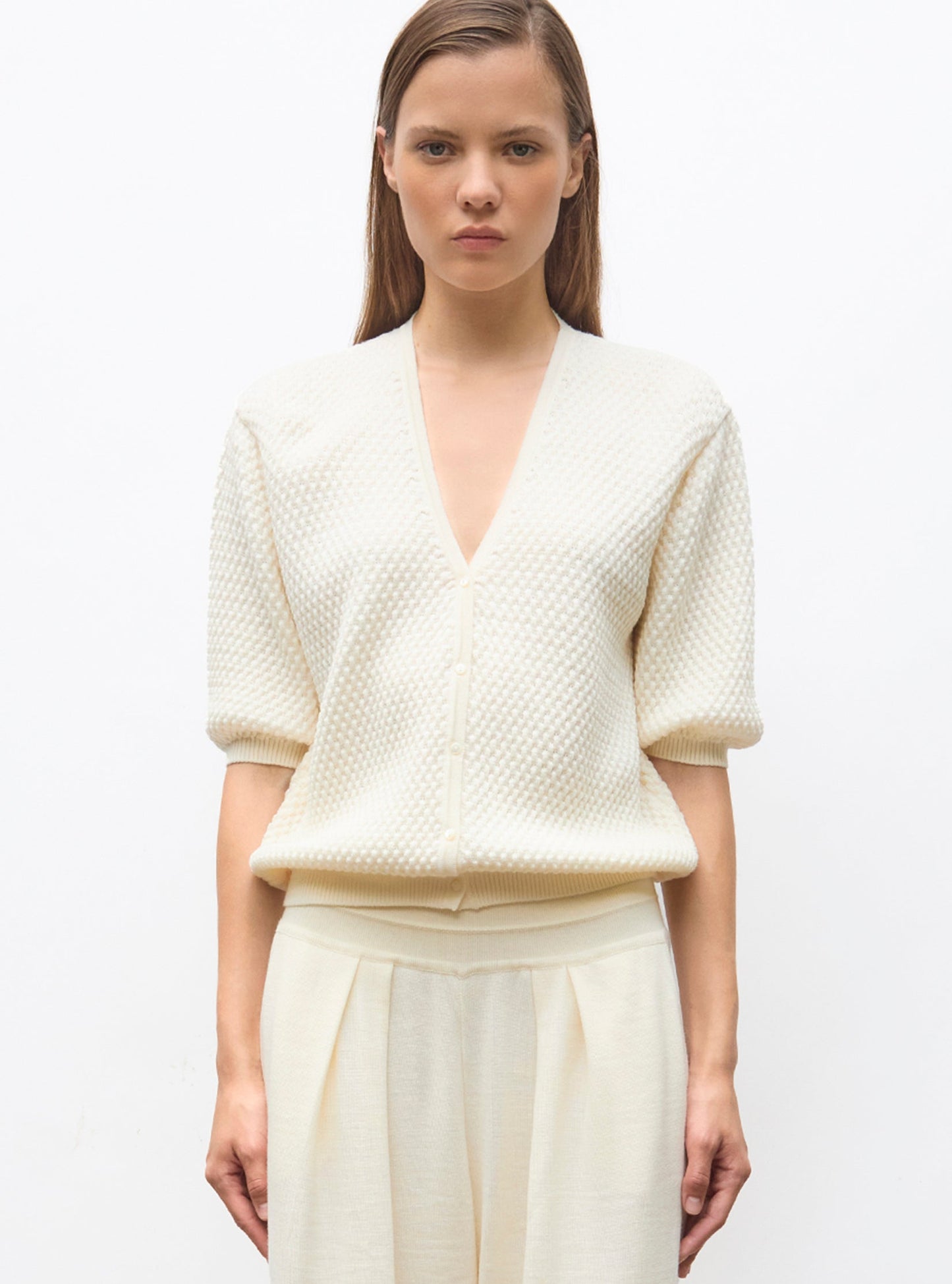 cardigan v maille cloquée