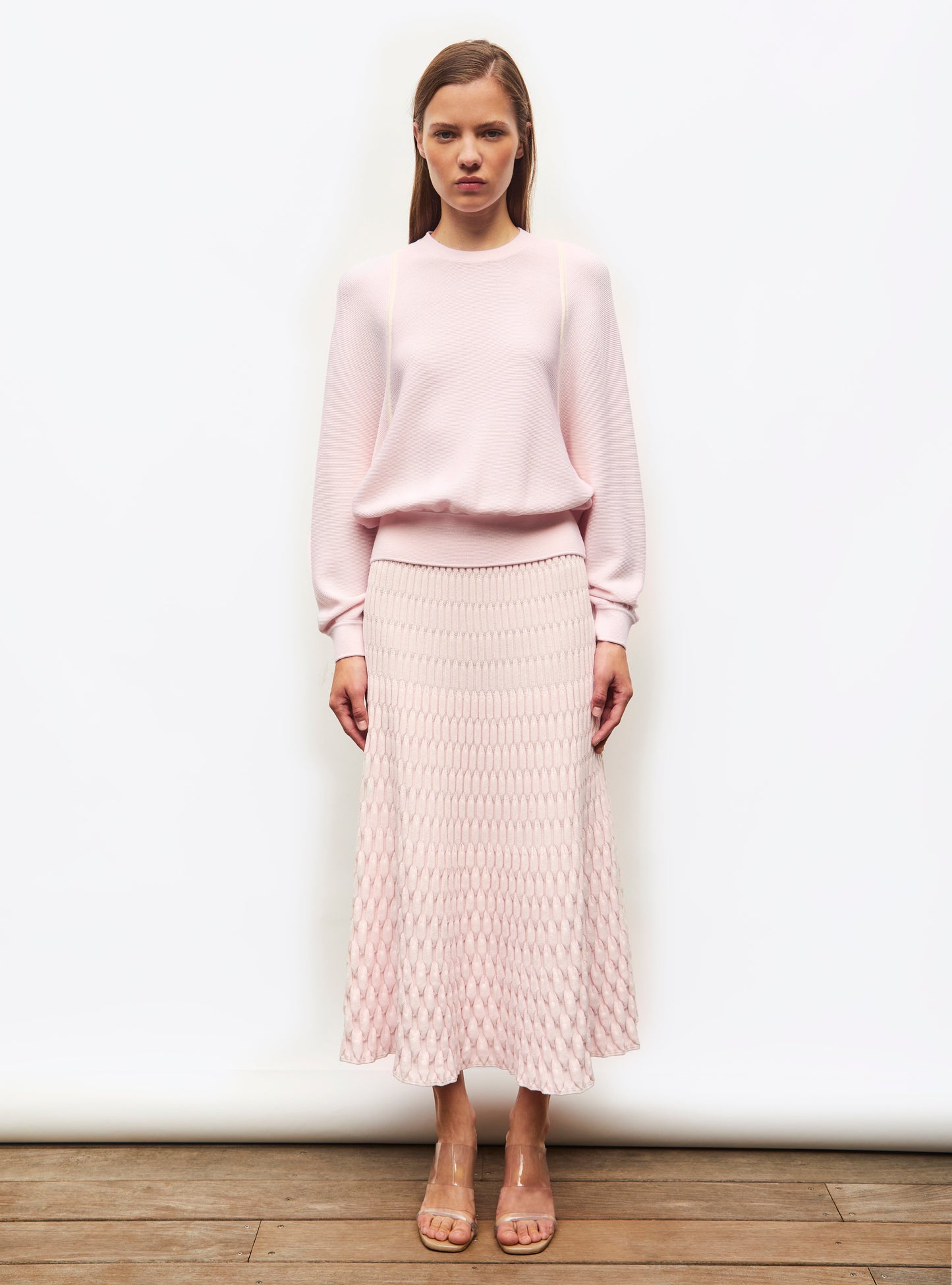 jupe longue maille zellige unie