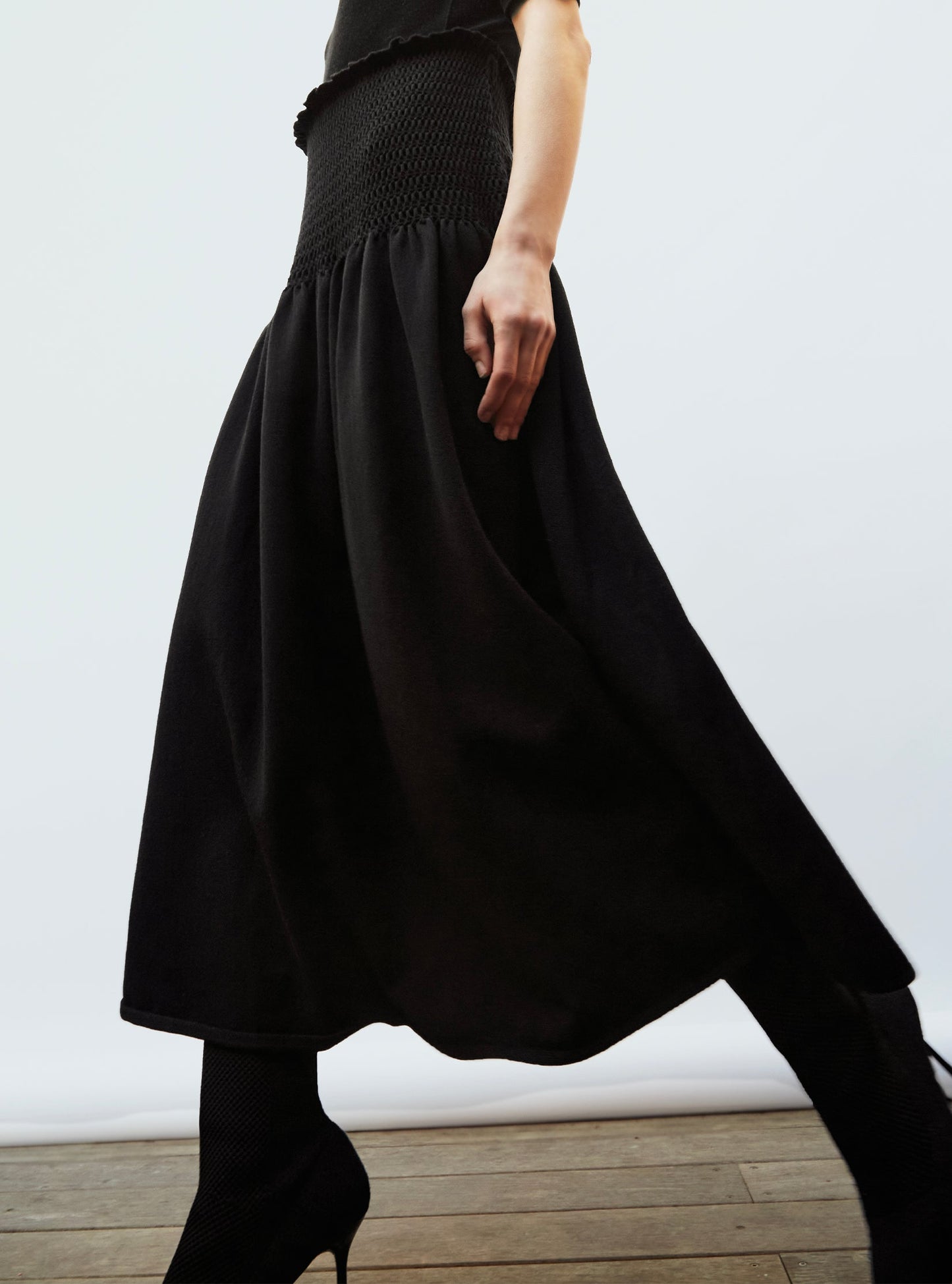 jupe longue maille smockée
