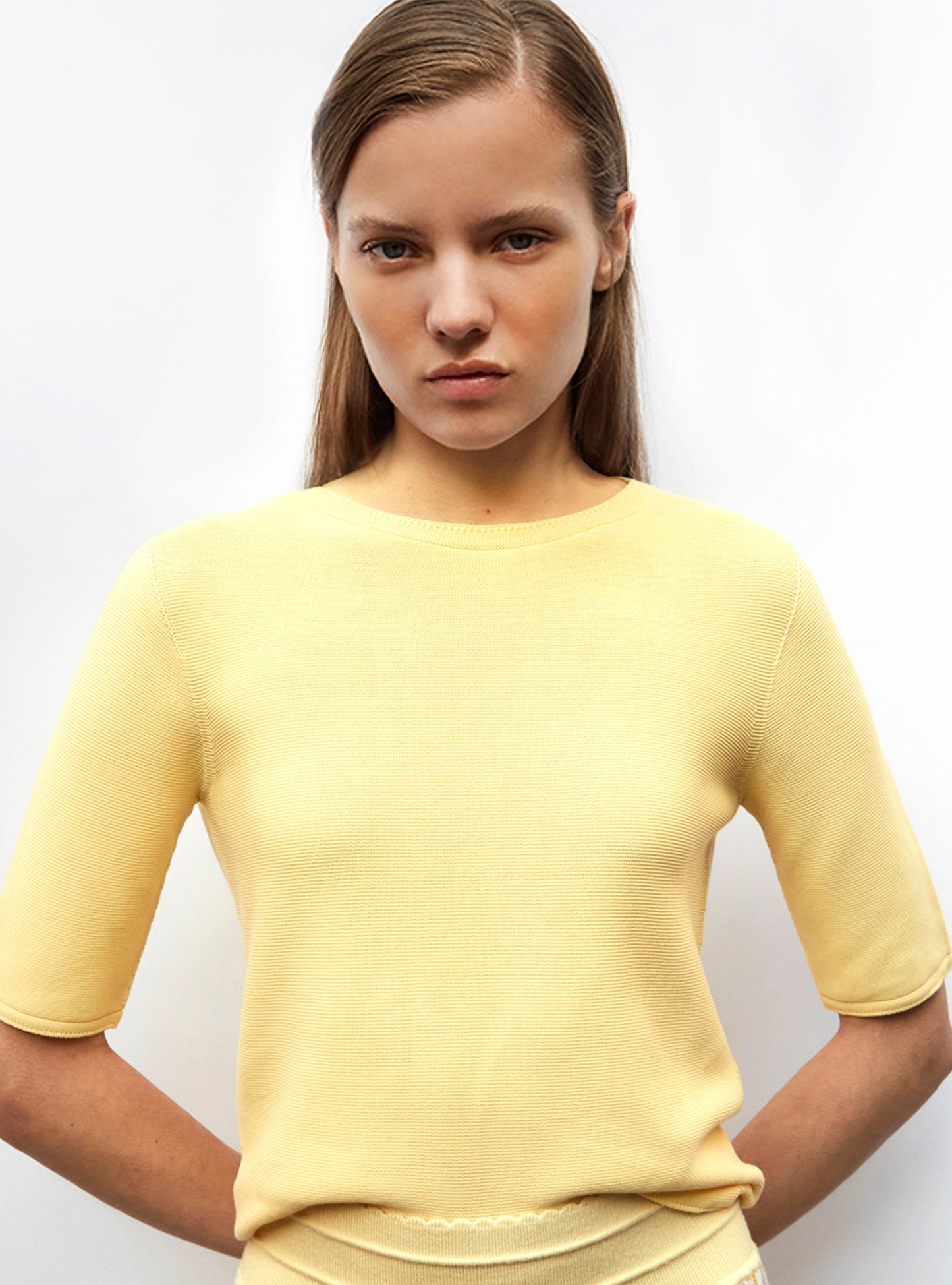 top fin maille manches coudes