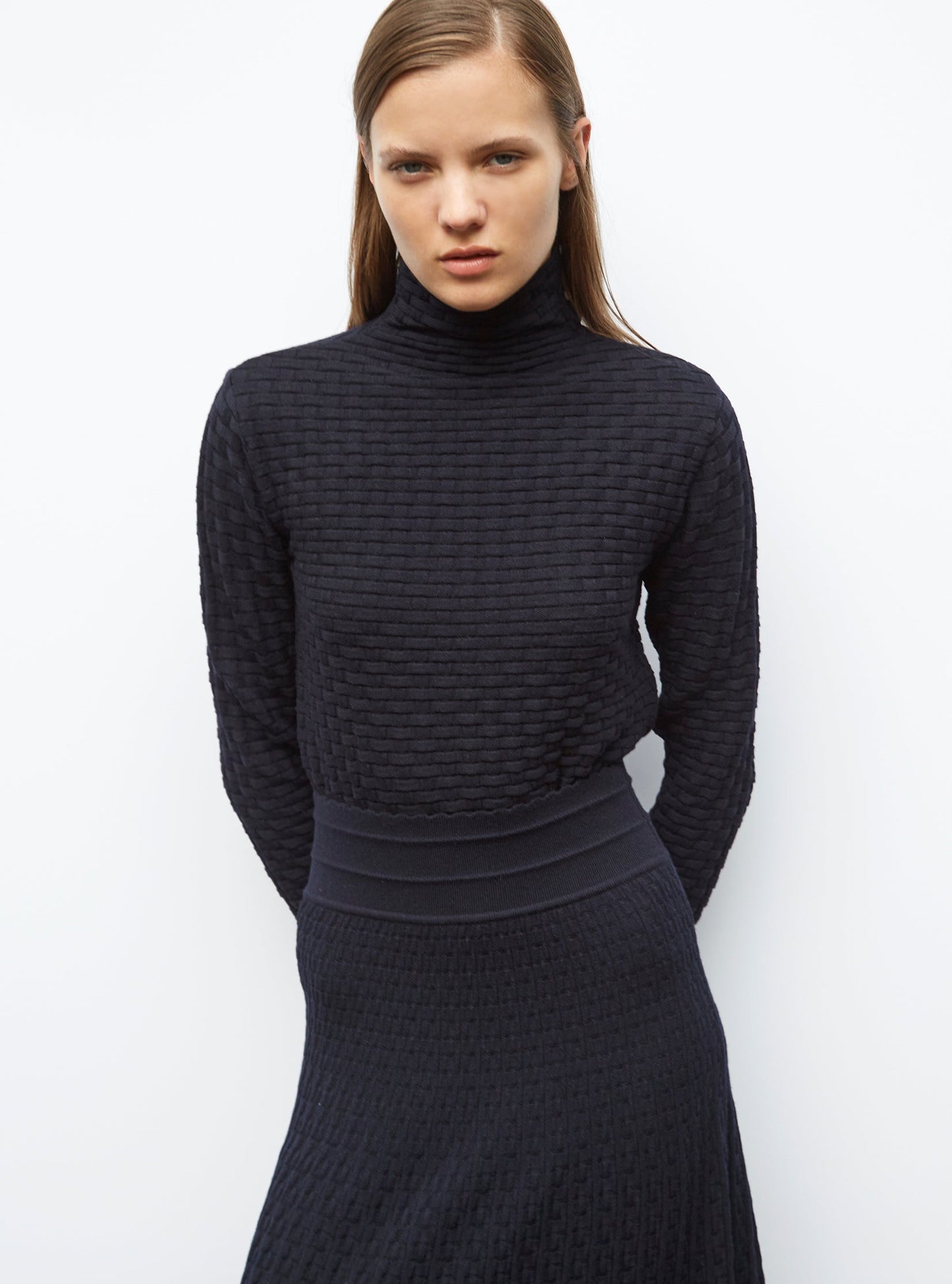 top fin en maille cannage