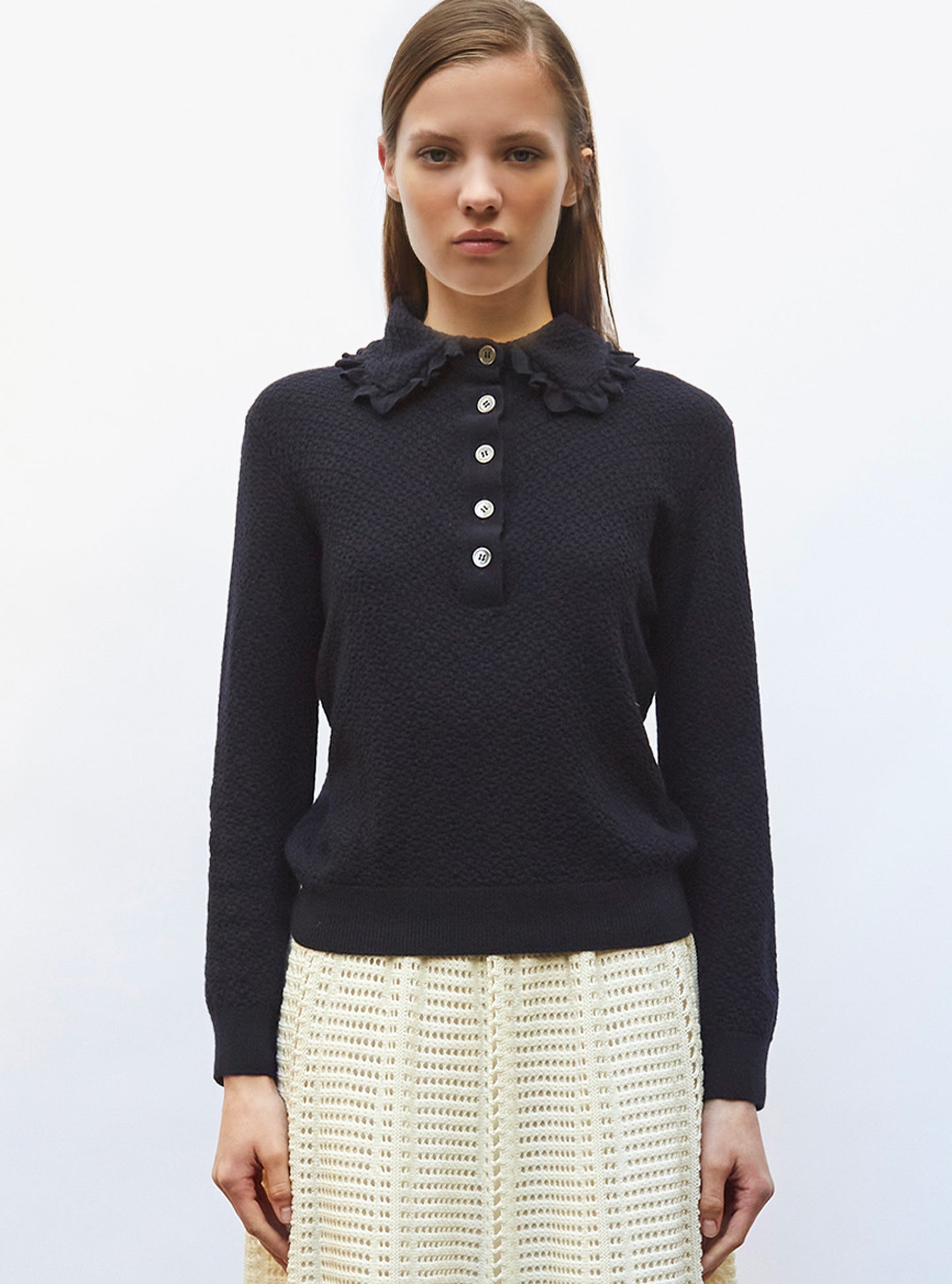 polo couture en maille damier
