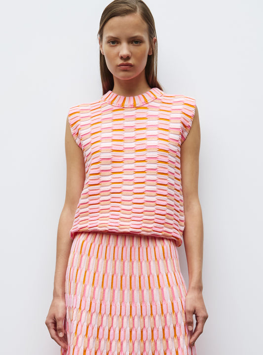 top maille zellige multicolore