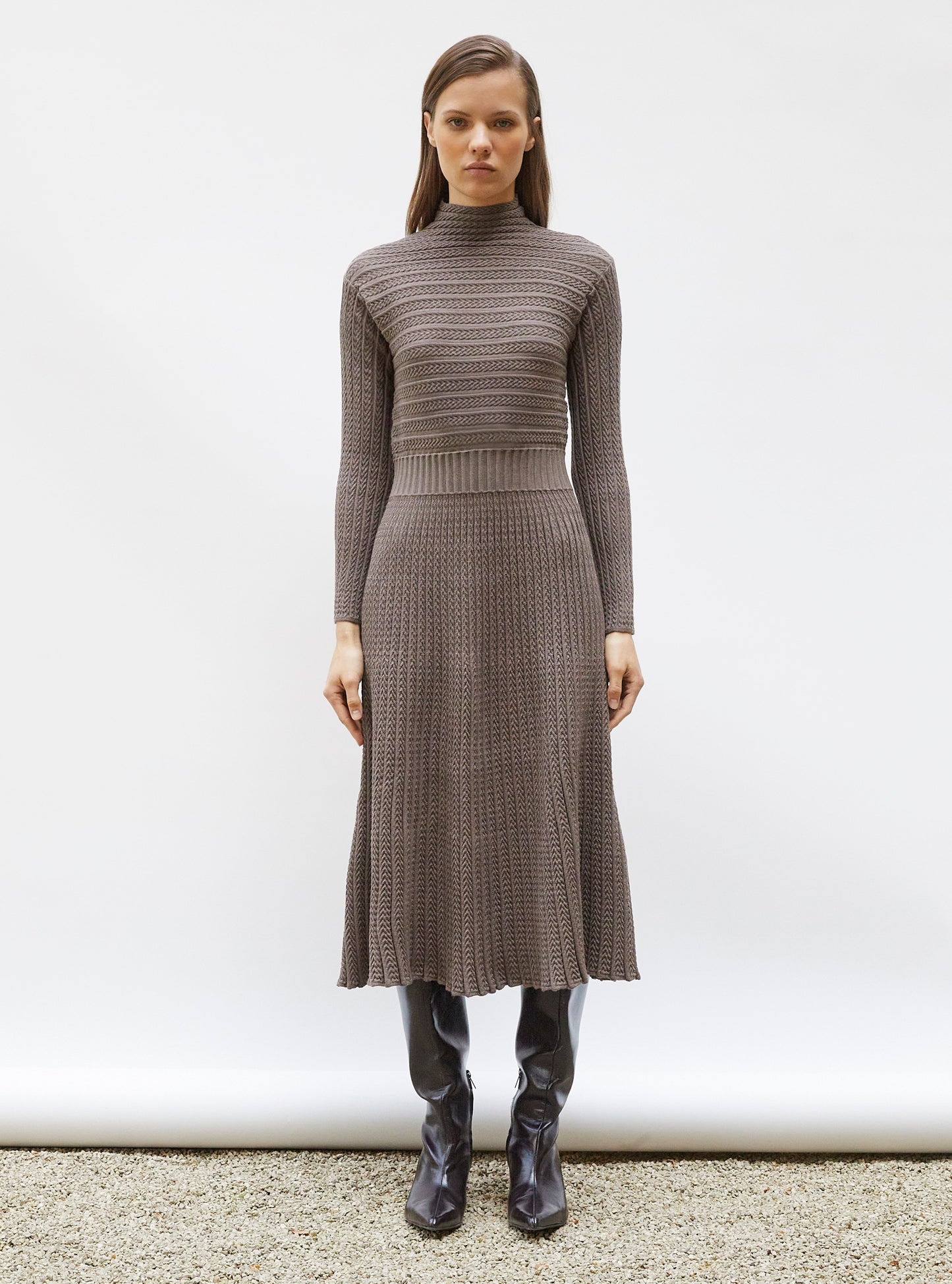 robe longue maille plissée