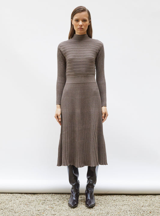 robe longue maille plissée