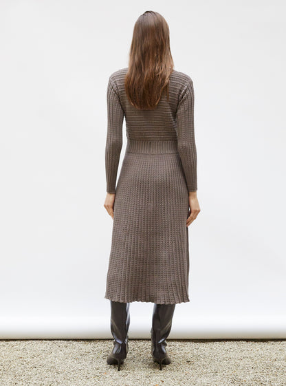 robe longue maille plissée