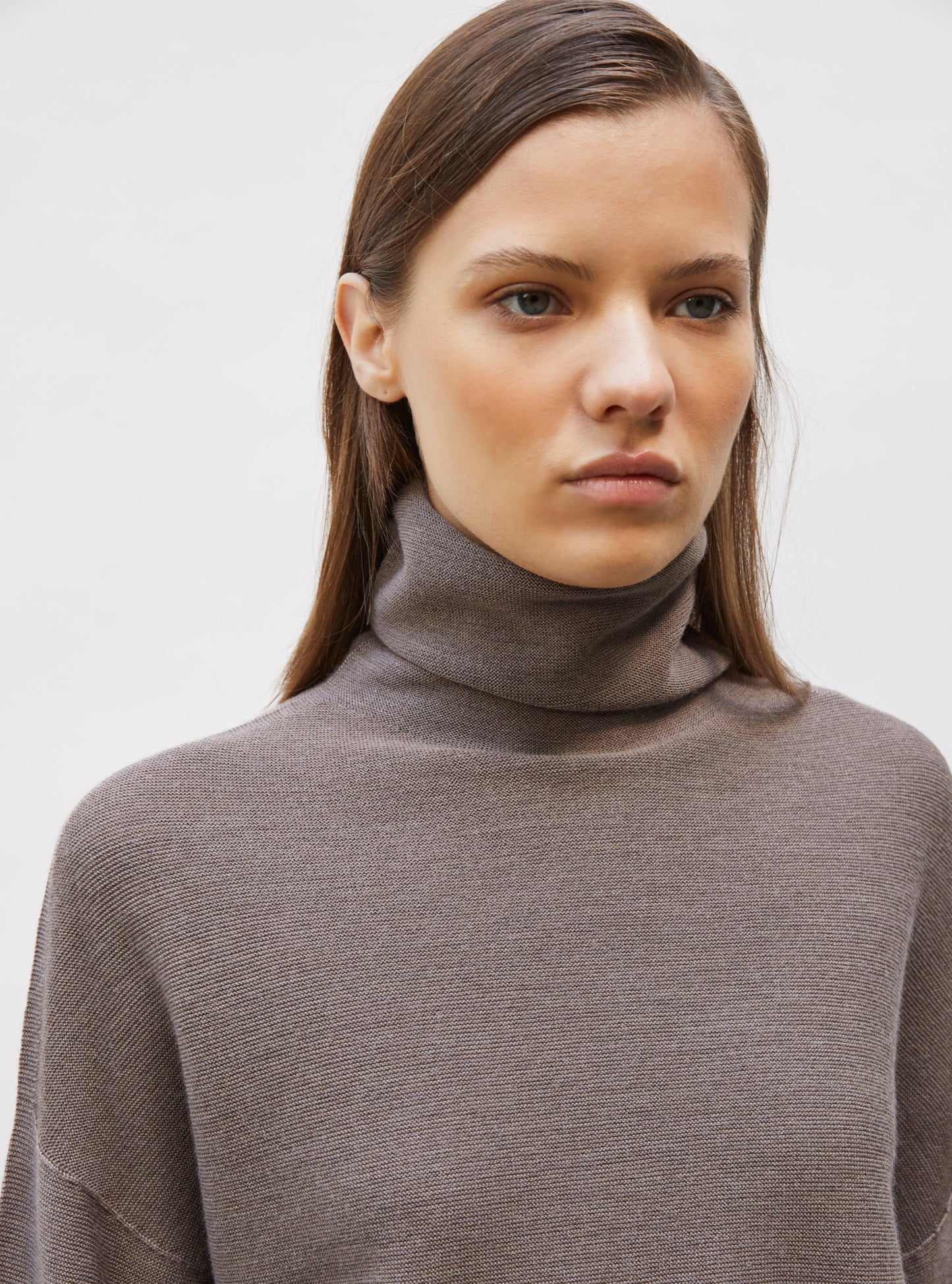 top fin maille point mousse col montant