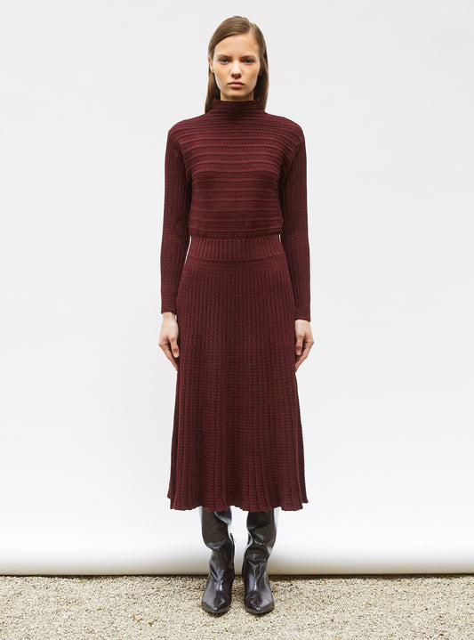 robe longue maille plissée