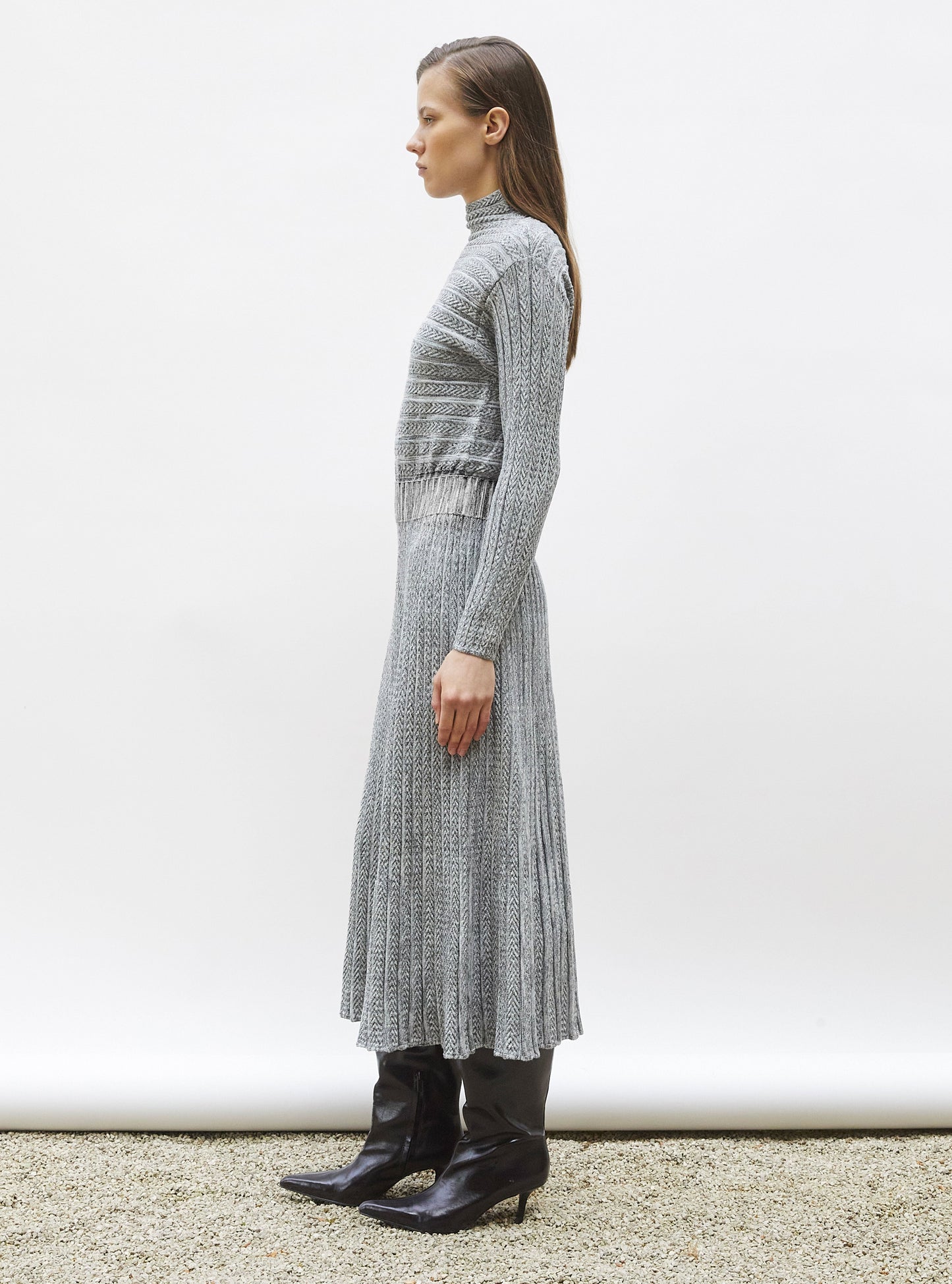 robe longue maille plissée