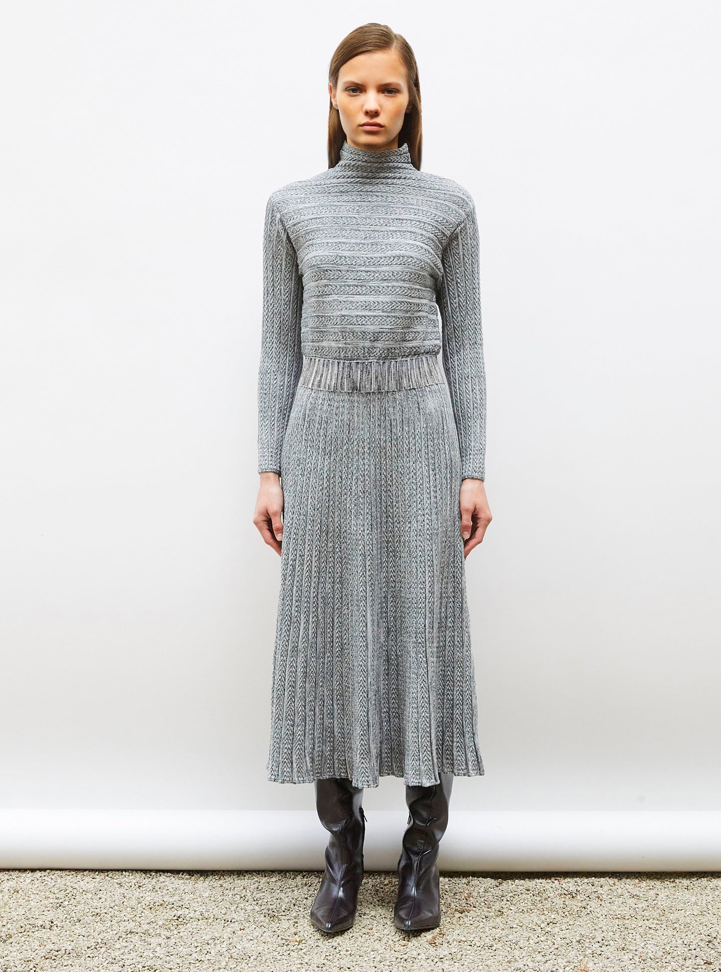 robe longue maille plissée