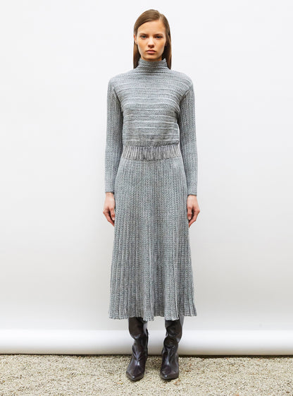 robe longue maille plissée