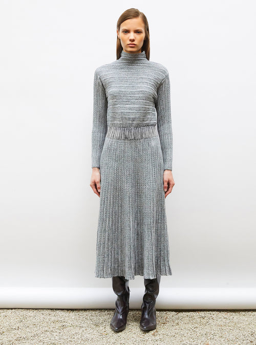 robe longue maille plissée