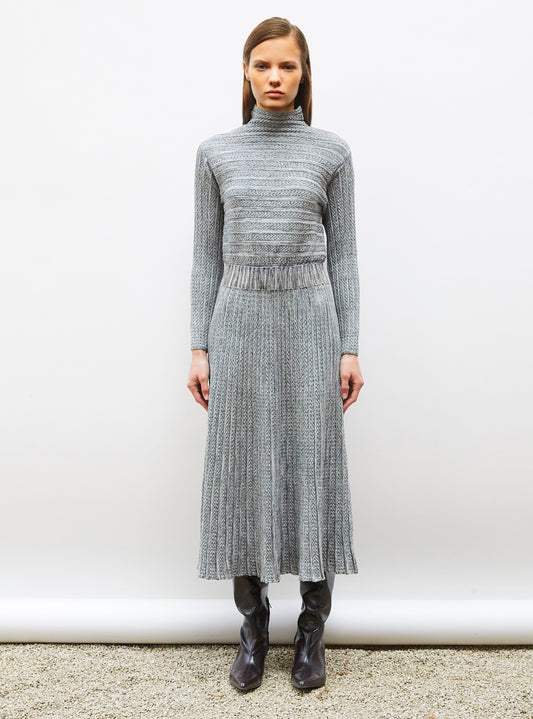 robe longue maille plissée