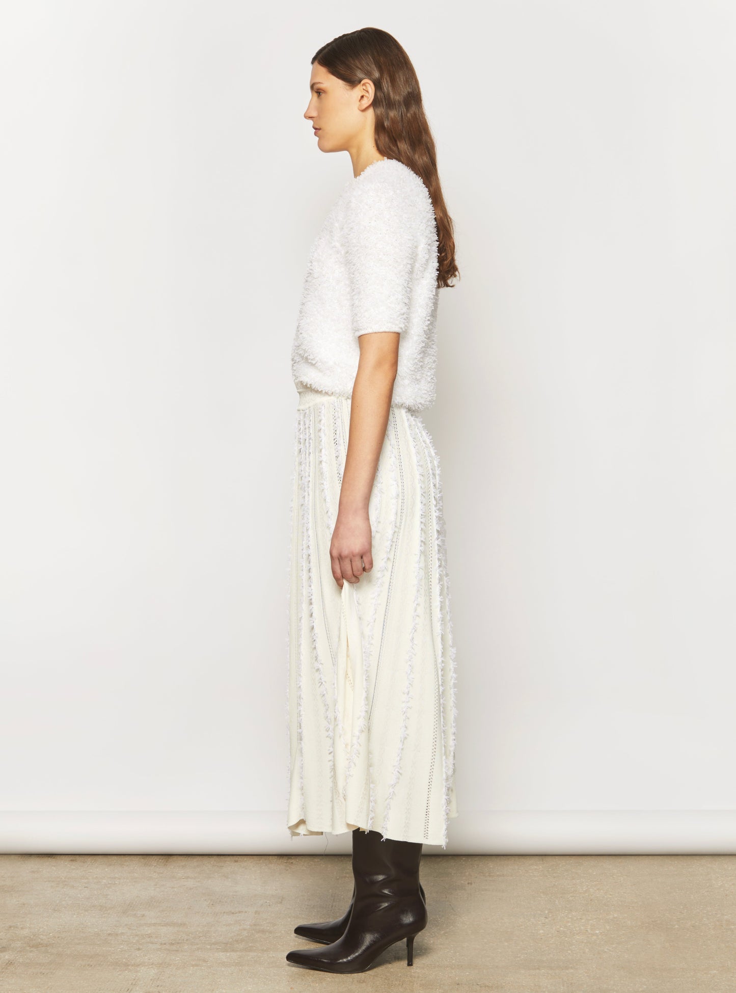 jupe longue maille plumetis