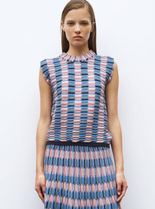 top maille zellige multicolore