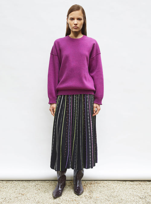 jupe longue maille plumetis