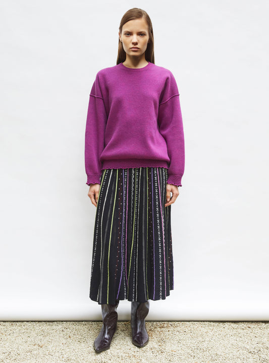 jupe longue maille plumetis