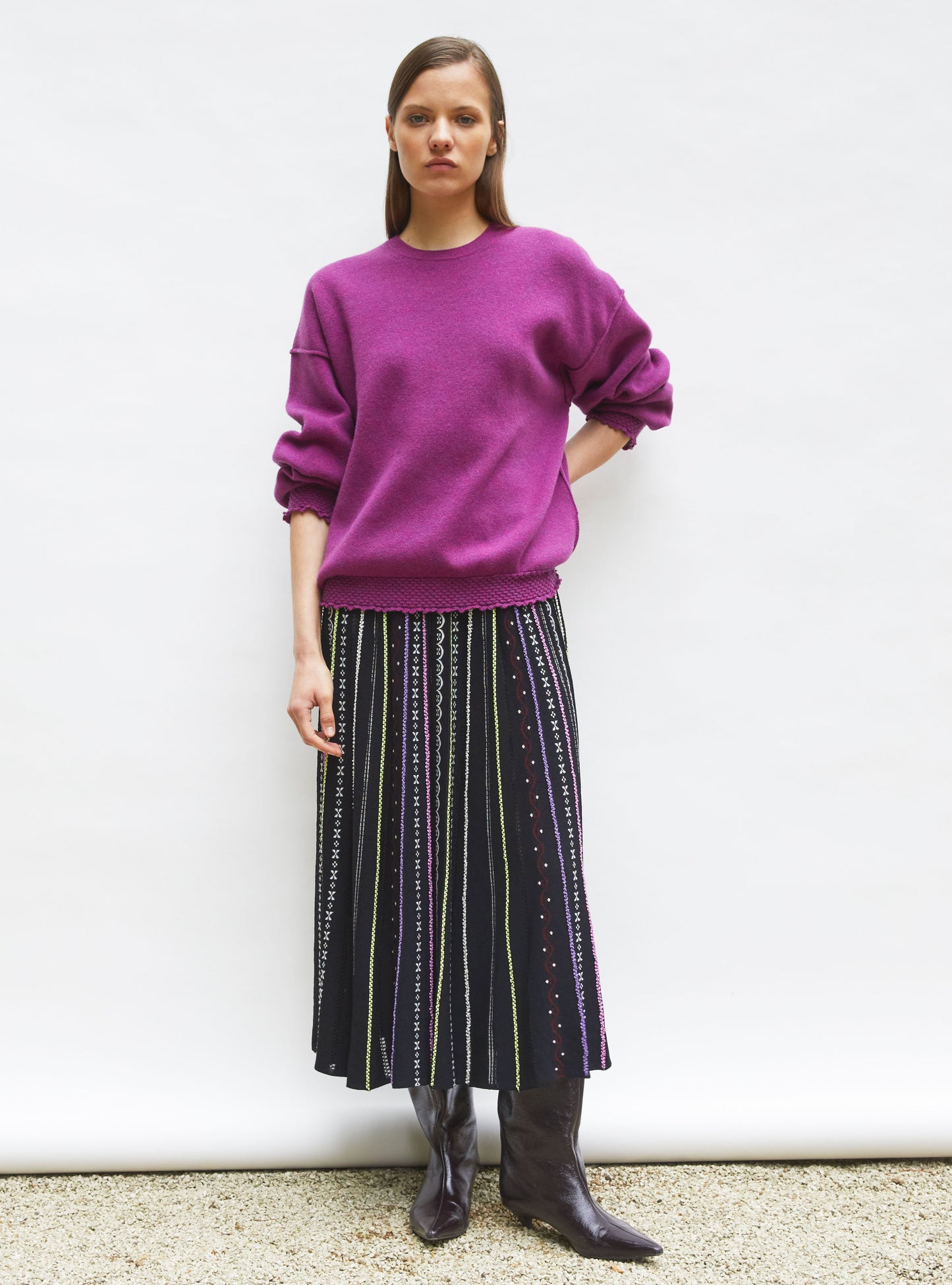 jupe longue maille plumetis