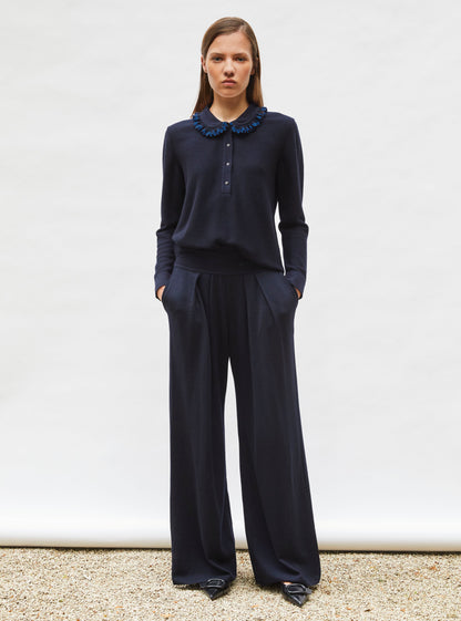 chemise en maille col volanté
