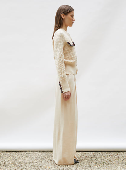 veste maille brodée main