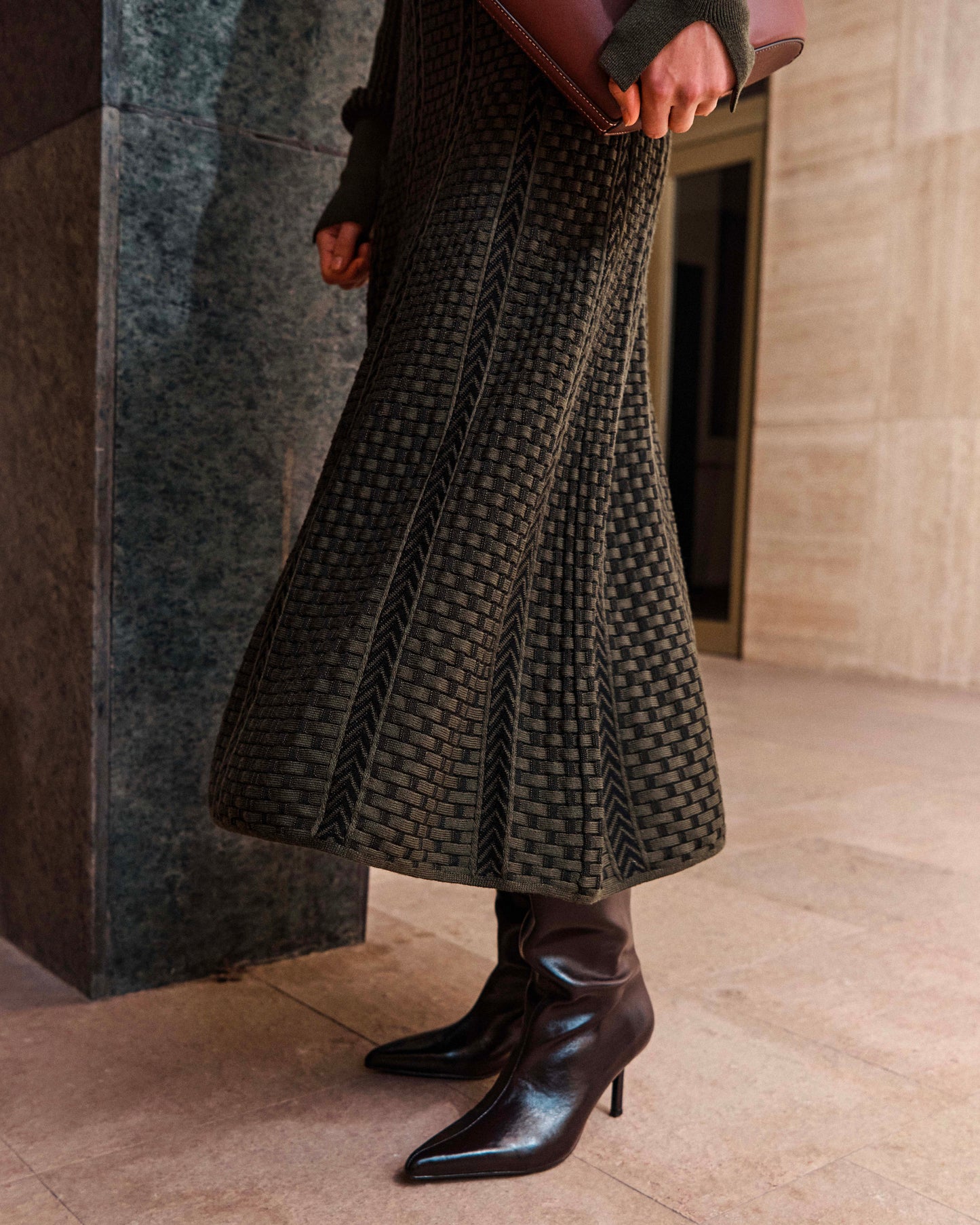 jupe en maille panier tressé