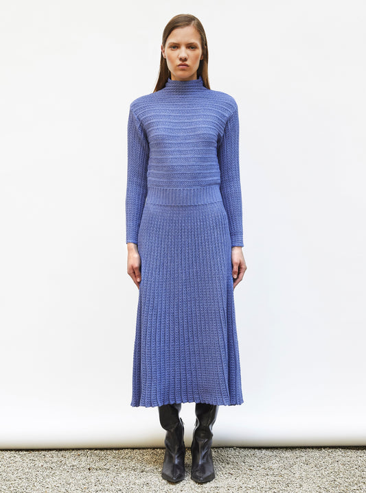 robe longue maille plissée